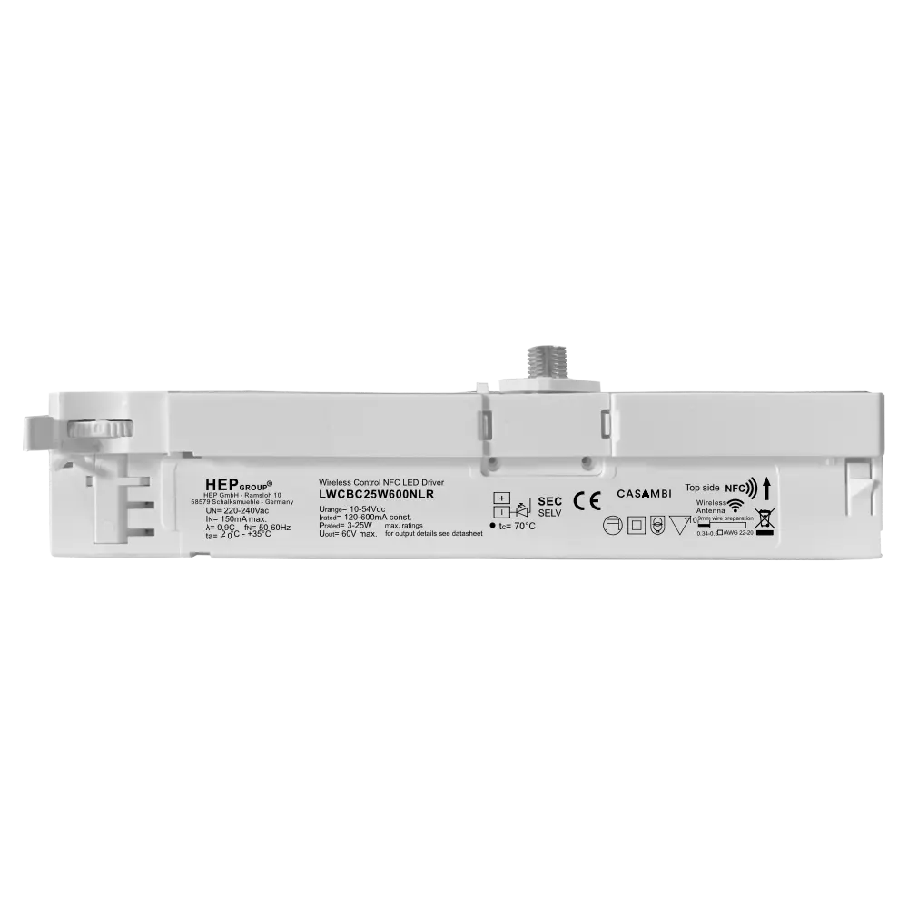 HEP 11001000015 | TRACK ADAPTER DIMMABLE LWCBC25W600NLR-W (CASAMBI)