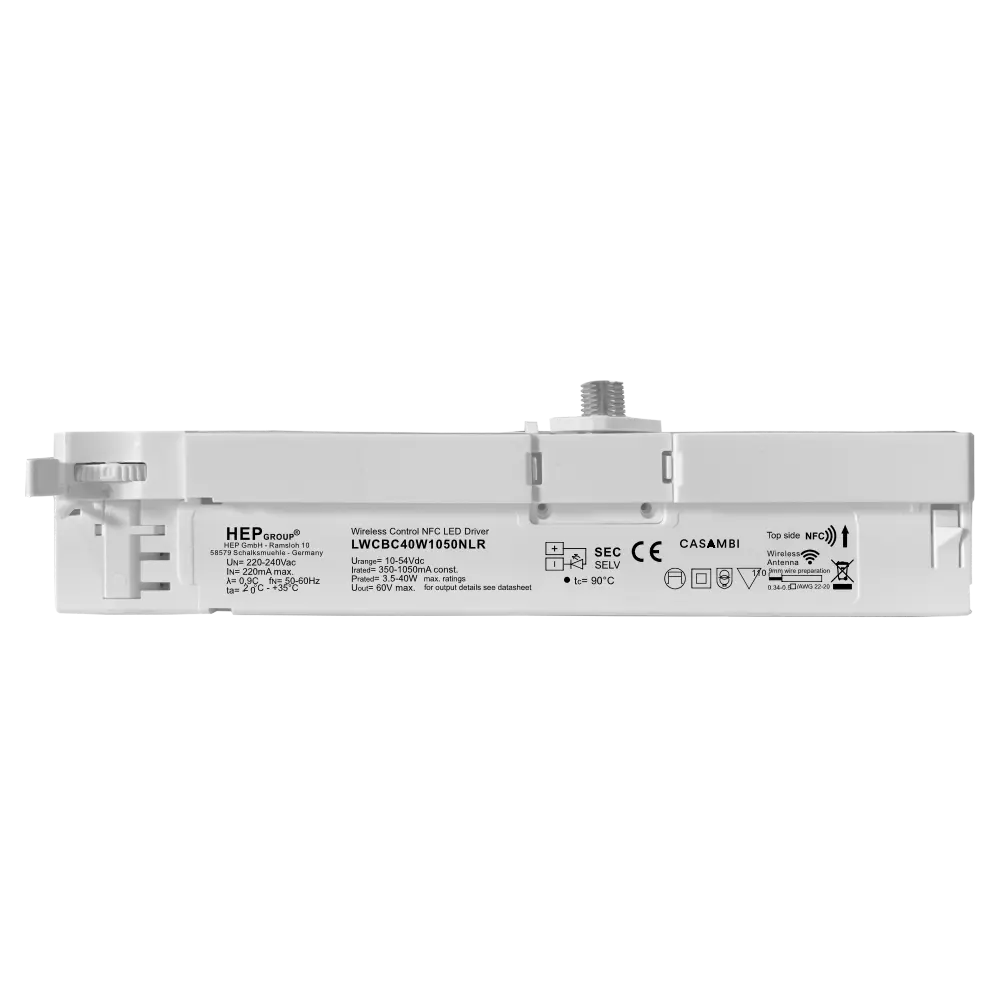 HEP 11001000016 | TRACK ADAPTER DIMMABLE LWCBC40W1050NLR-B (CASAMBI)