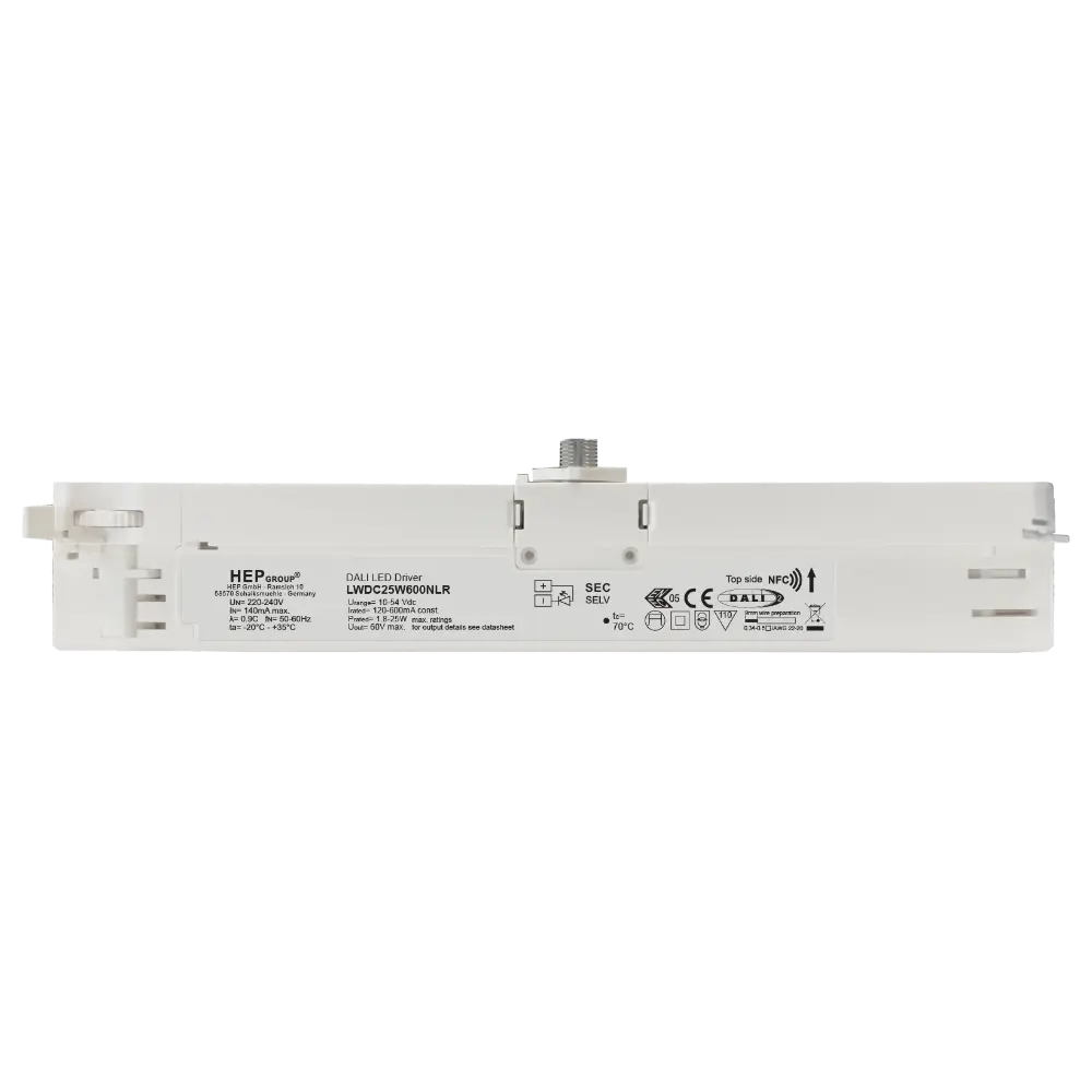 HEP 11001000018 | TRACK ADAPTER DIMMABLE LWDC25W600NLR-B (DALI-2 DT6)