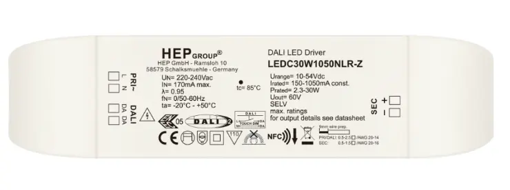 HEP 11002000061 | LED DRIVER CC DIMMABLE LEDC30W1050NLR-Z (DALI-2 DT6)