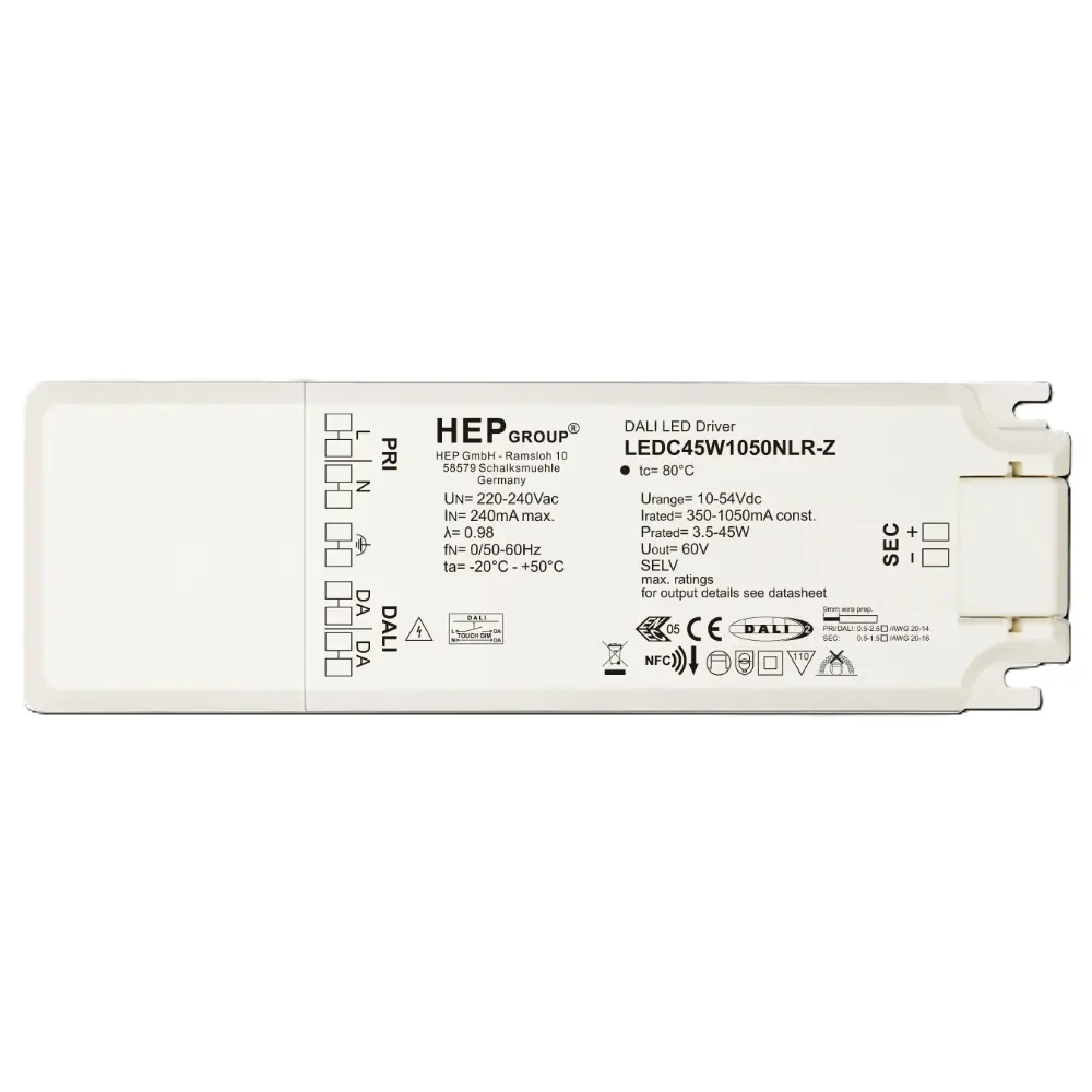 HEP 11002000063 | LED DRIVER CC DIMMABLE LEDC45W1050NLR-Z (DALI-2 DT6)