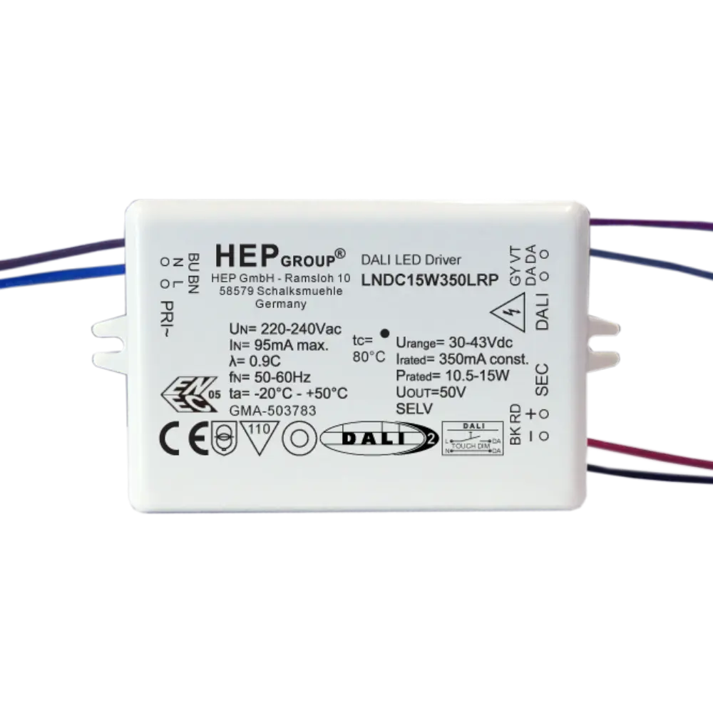 HEP 11002000128 | LED DRIVER CC DIMMABLE LNDC15W350LRP (DALI-2 DT6 - TOUCHDIM)