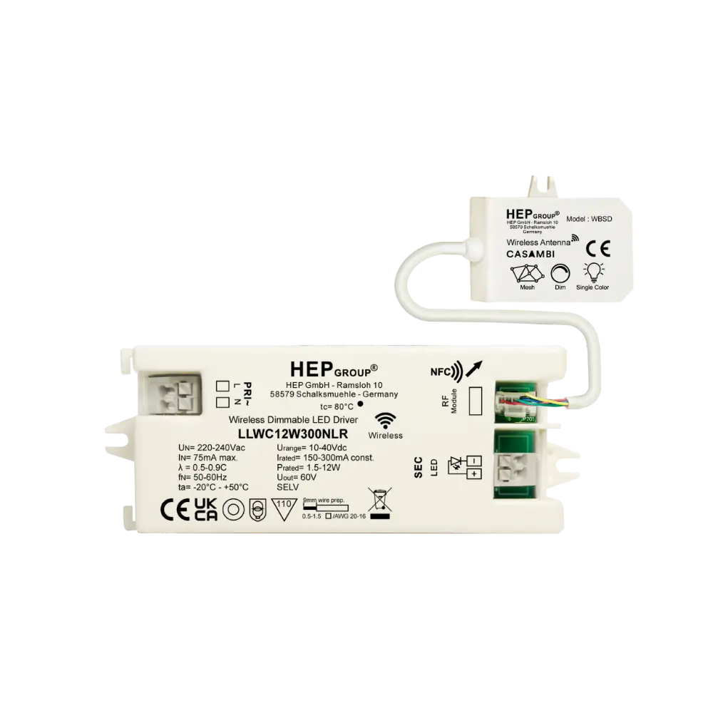HEP 11002000244 | LED DRIVER CC DIMMABLE LLWC12W300NLR INCL. RF-MODULE (CASAMBI)