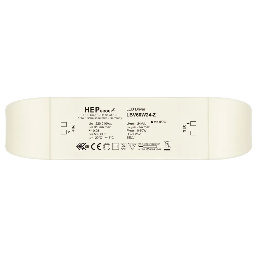 HEP 11005000018 | LED DRIVER CV 60W 24V LBV60W24-Z (NOT DIMMABLE)