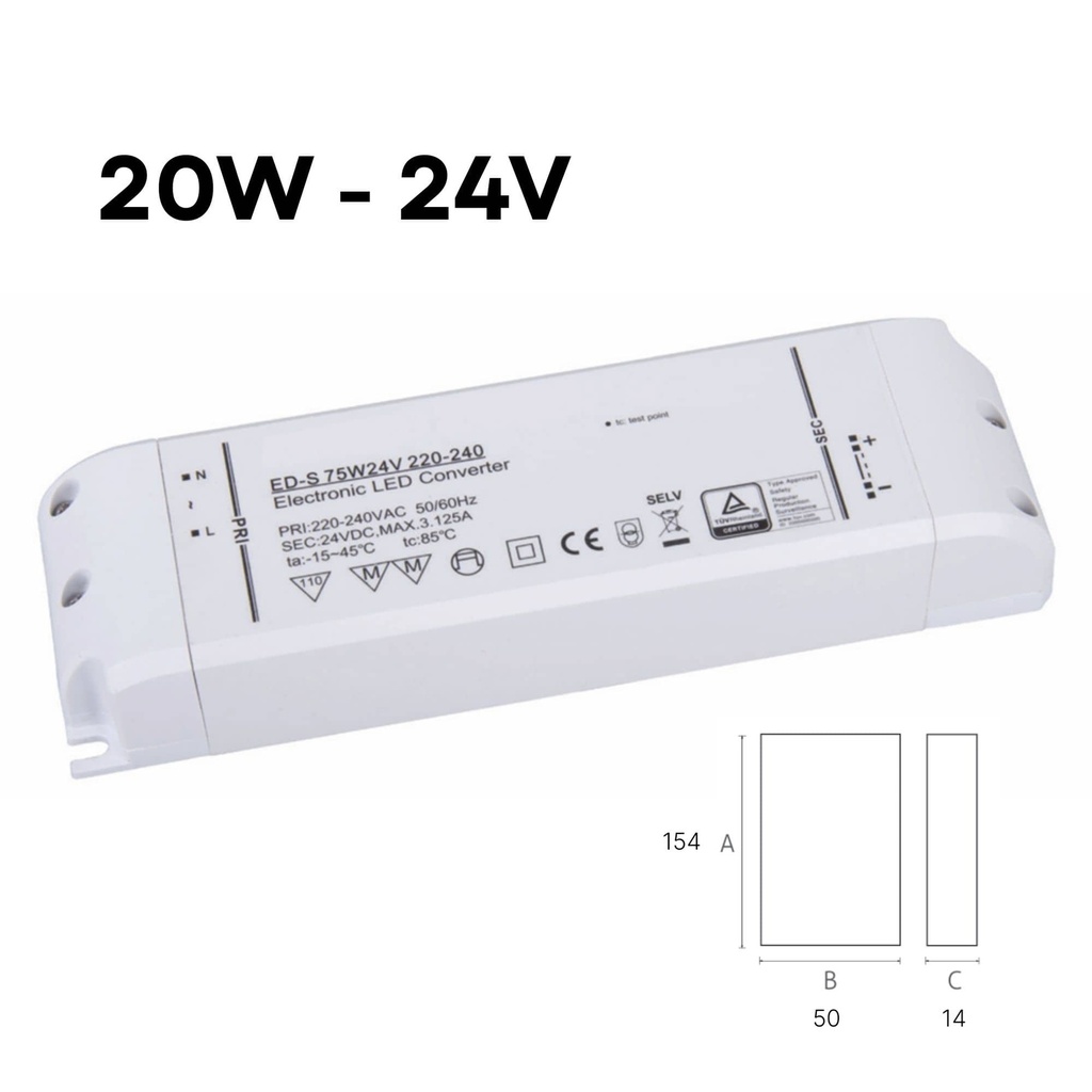 DAYLIGHT 551051.00A | LED DRIVER 20W 24V IP20 220-240V