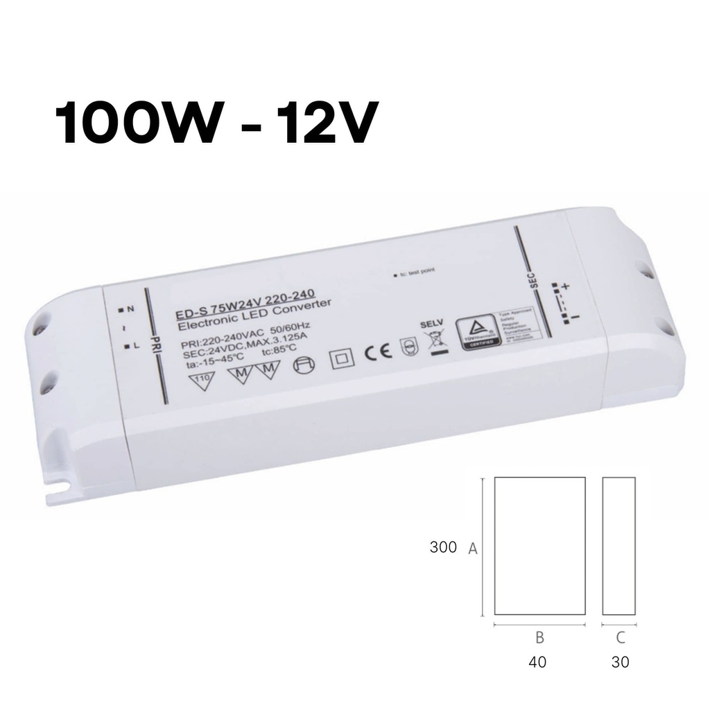 DAYLIGHT 551013.00A | LED DRIVER 100W 12V IP20 220-240V