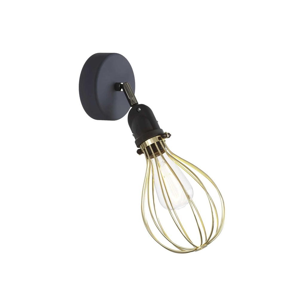 DAYLIGHT APE2TBSNEPAM06GO | LAMPADA ORIENTABILE PARETE+PORTALAMPADA E27 IP65 OTTONE+GABBIA PARALUME NUDO DROP