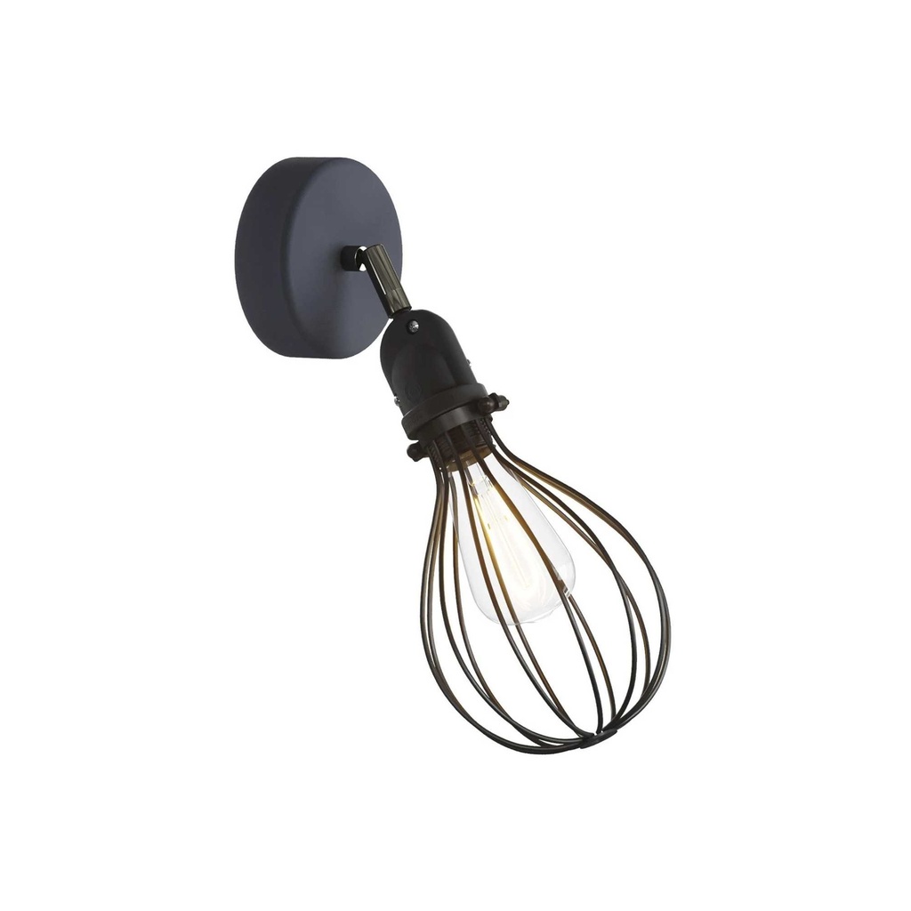 DAYLIGHT APE2TBSNEPAM06VN | LAMPADA ORIENTABILE PARETE+PORTALAMPADA E27 IP65 BLACK+GABBIA PARALUME NUDO DROP