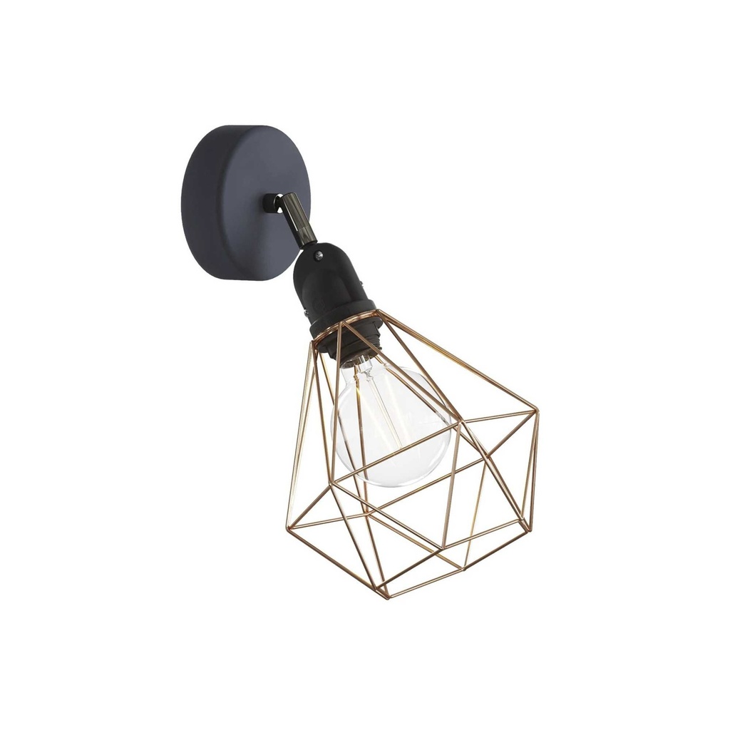 DAYLIGHT APE2TBSNEPAM05RA | LAMPADA ORIENTABILE PARETE+PORTALAMPADA E27 IP65 RAME+GABBIA PARALUME NUDO DIAMOND