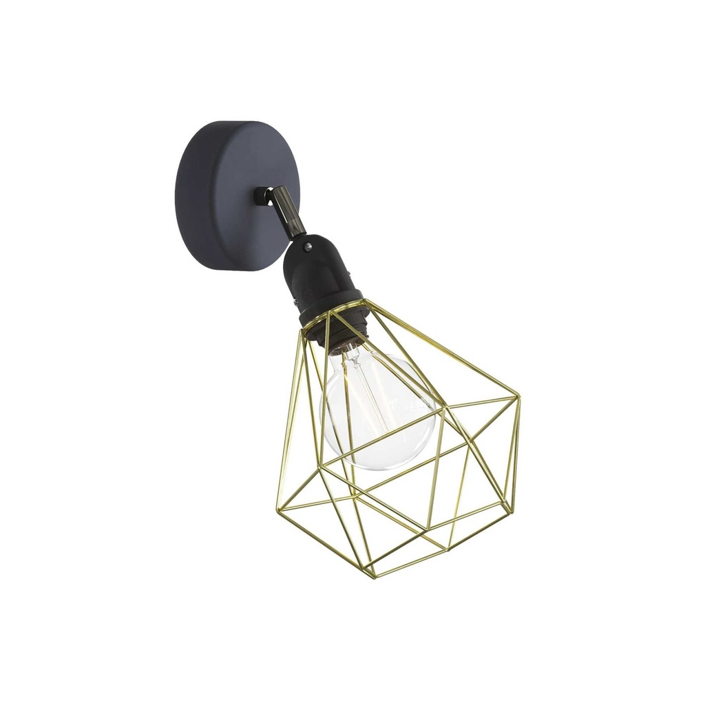 DAYLIGHT APE2TBSNEPAM05GO | LAMPADA ORIENTABILE PARETE+PORTALAMPADA E27 IP65 OTTONE+GABBIA PARALUME NUDO DIAMOND