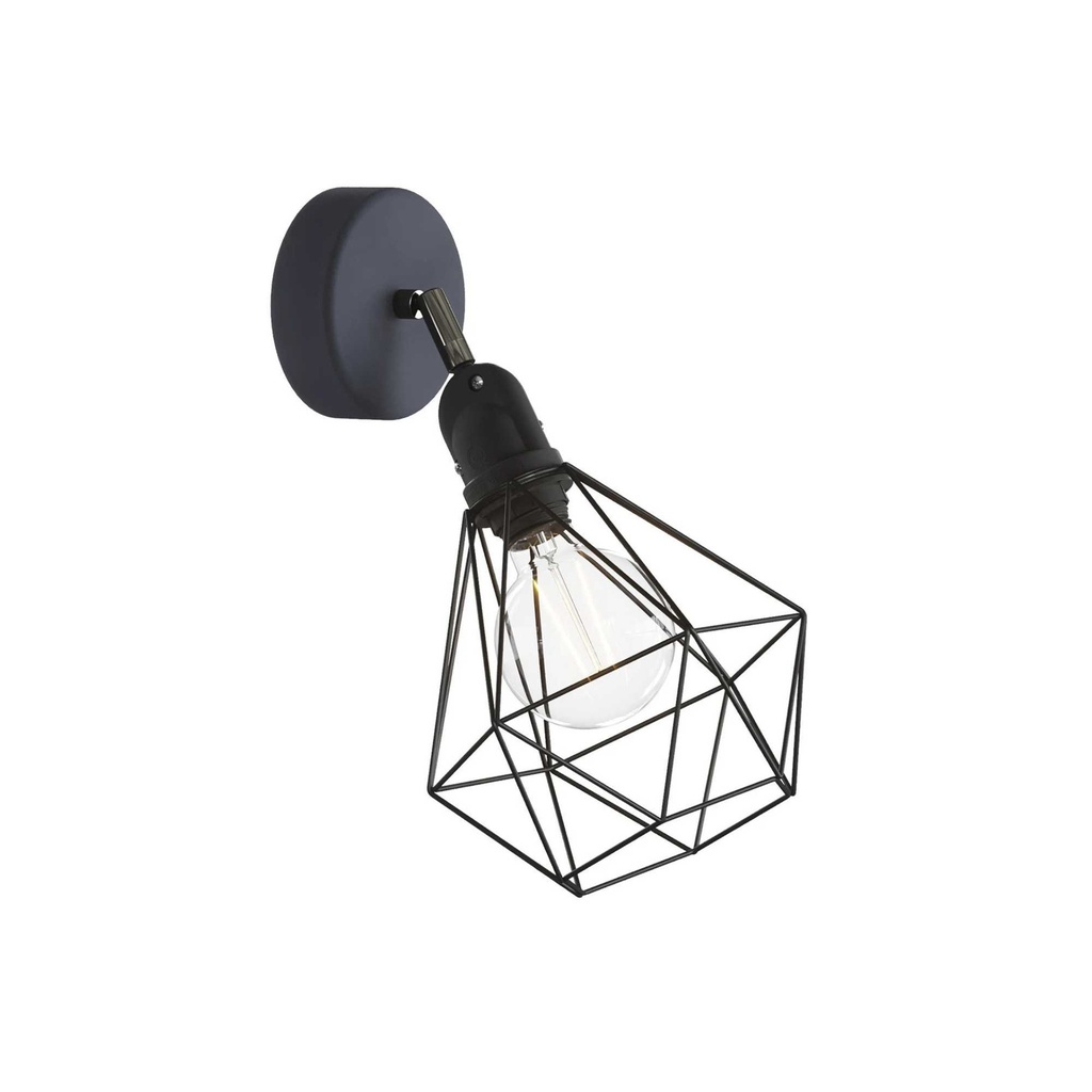 DAYLIGHT APE2TBSNEPAM05VN | LAMPADA ORIENTABILE PARETE+PORTALAMPADA E27 IP65 BLACK+GABBIA PARALUME NUDO DIAMOND