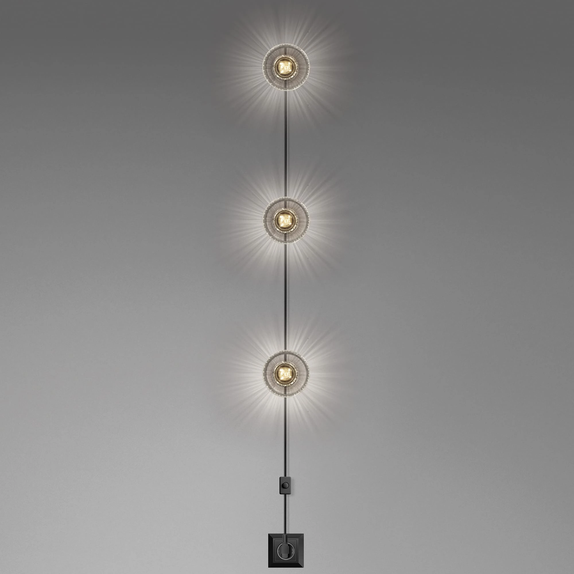 DAYLIGHT 810346.00A | DOTS SPINA PARETE BLACK 3XE27 LED CRYSTAL TICHE CLEAR