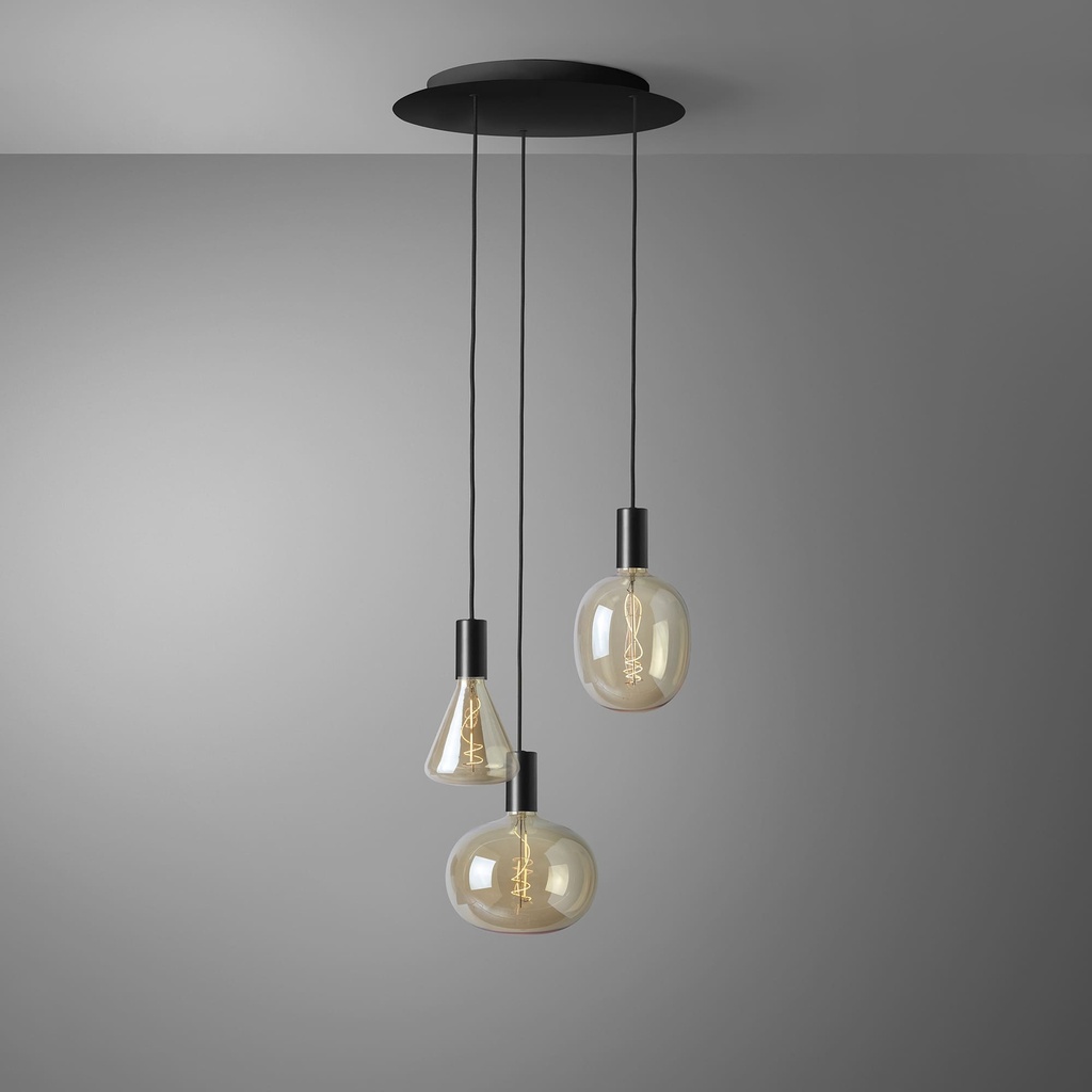 DAYLIGHT 810276.00A | ROMA PENDEL 3 CADUTE BLACK ELLIPSE/CONE GOLD