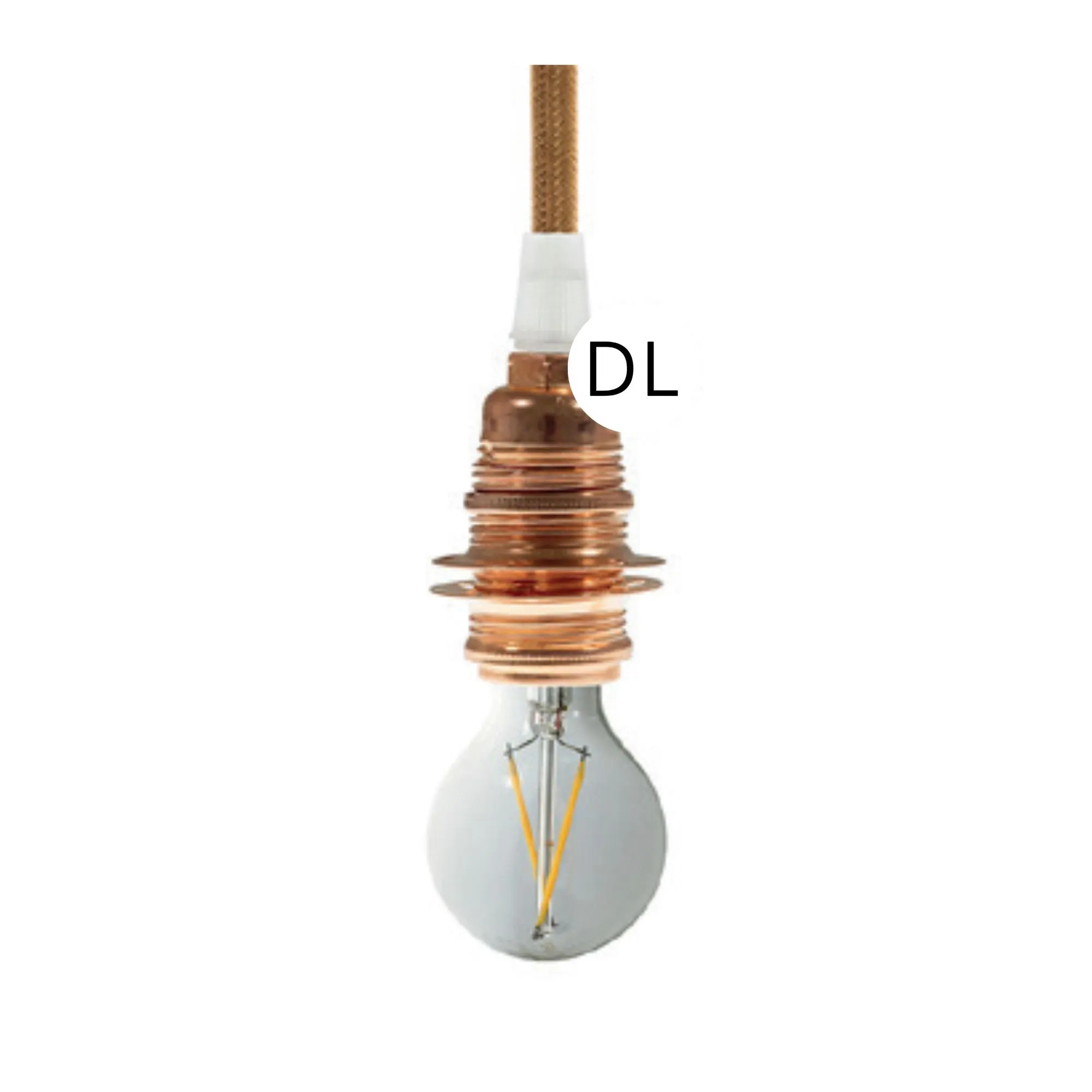 DAYLIGHT PL14DGMRAM | PORTALAMPADA METALLO E14 RAME DOPPIA GHIERA +SERRACABLE TRA