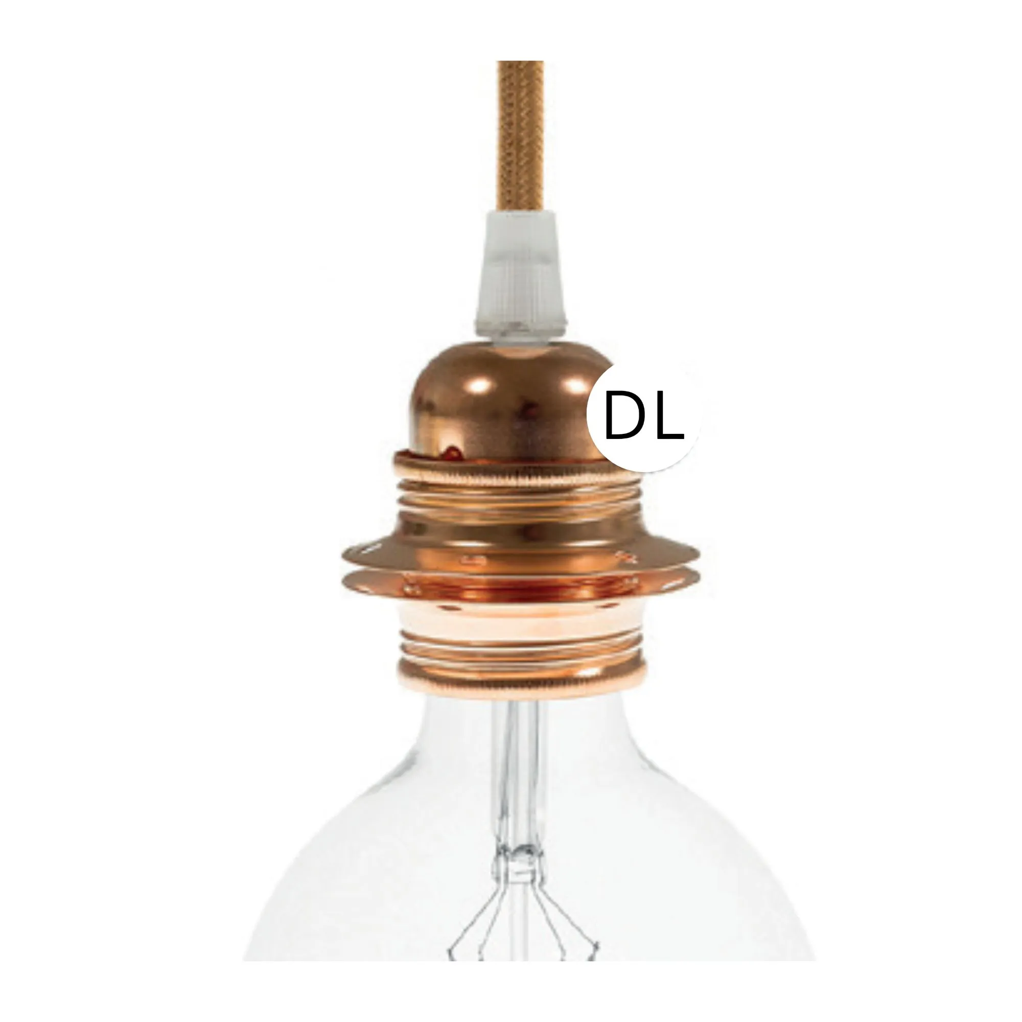 DAYLIGHT PL27DGMRAM | PORTALAMPADA METALLO E27 RAME DOPPIA GHIERA +SERRACABLE TRA