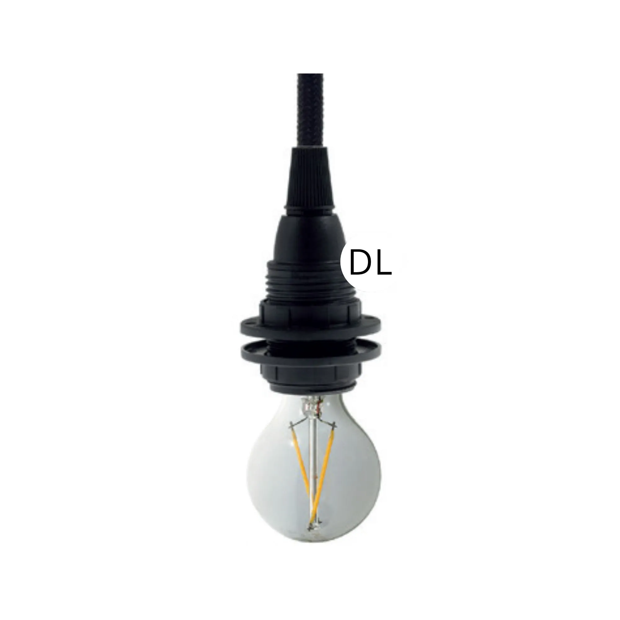 DAYLIGHT PL14DGPNER | PORTALAMPADA E14 BLACK DOPPIA GHIERA TERMOPLASTICO