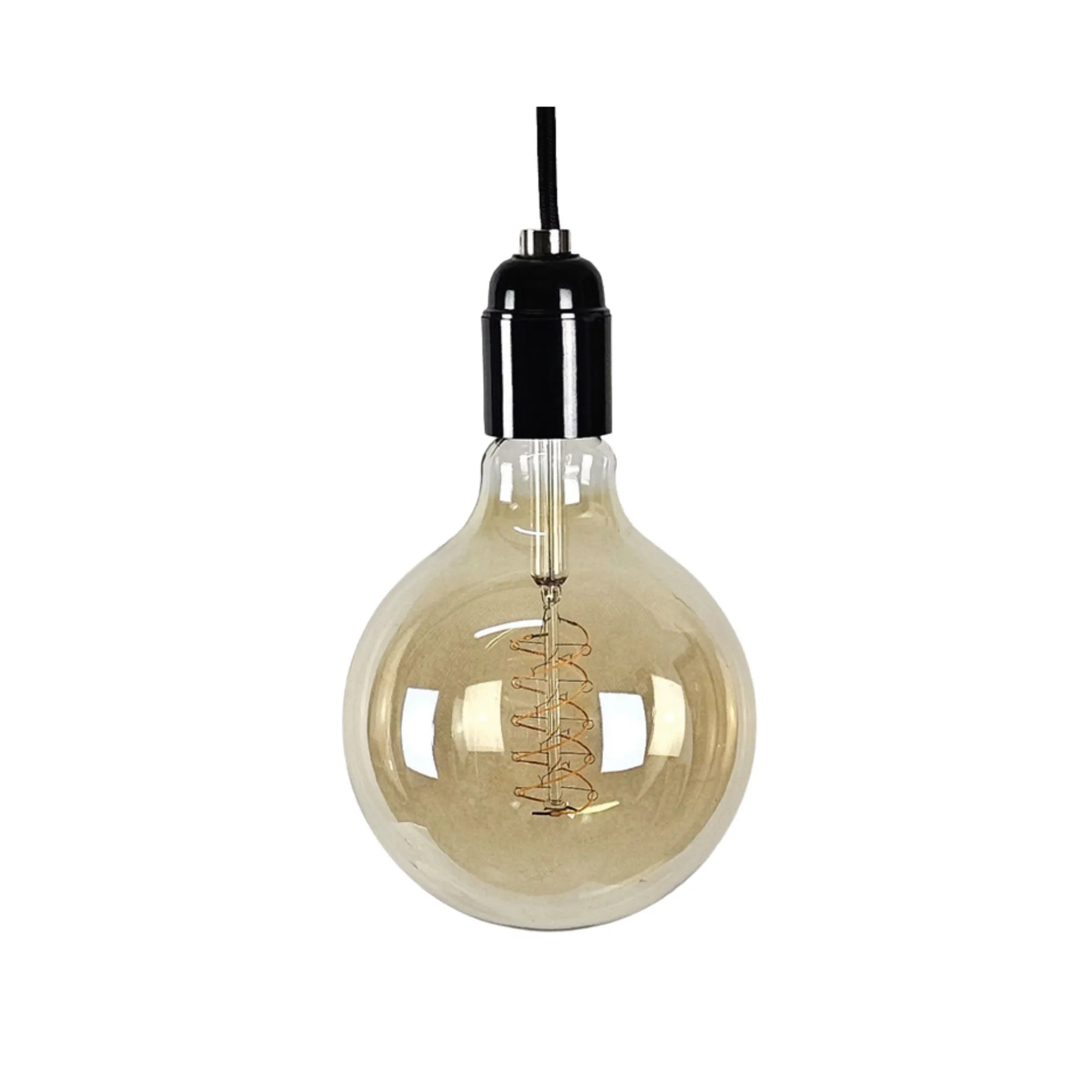 DAYLIGHT PL27NUDON | PORTALAMPADA NUDO E27 BAKELITE BLACK FERM ACCIAO CROMO CON MESSA A TERRA