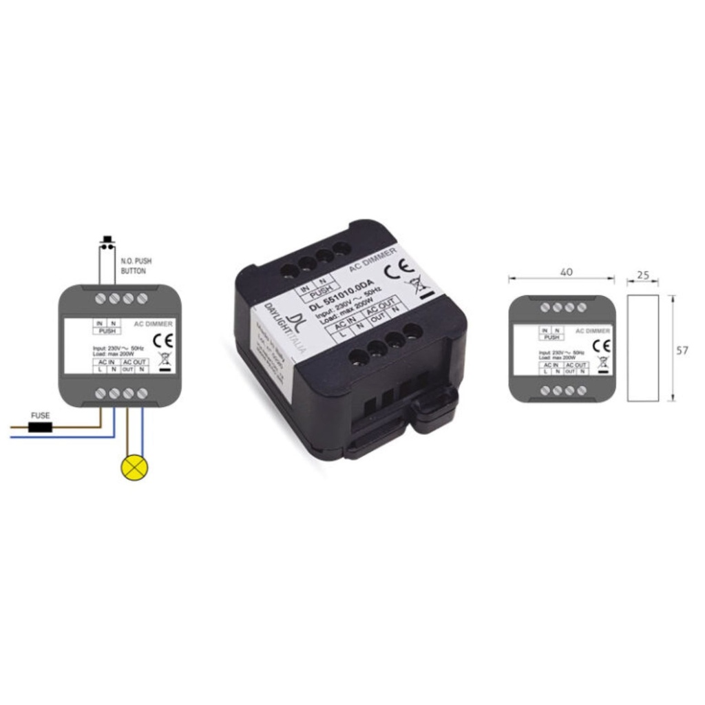 DAYLIGHT 551039.00A | DIMMER LED 2-200W DALI (TRAILING EDGE)