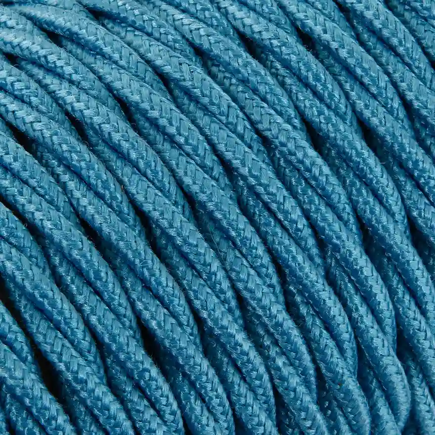DAYLIGHT TR419/2/50 | CABLE TRECCIATO TURCHESE IN COTONE 2X0,75 50M BOBINA