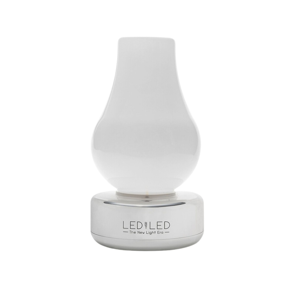 DAYLIGHT FI-NINA-SIML | LANTERNA RICARICABILE BASE ARGENTO VETRO MILKY