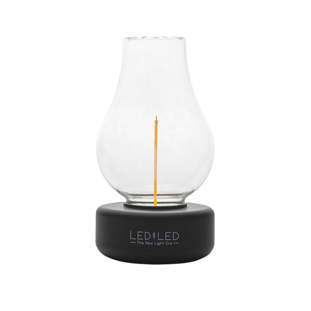 DAYLIGHT FI-NINA-BKCL | LANTERNA RICARICABILE BASE NERA VETRO CLEAR