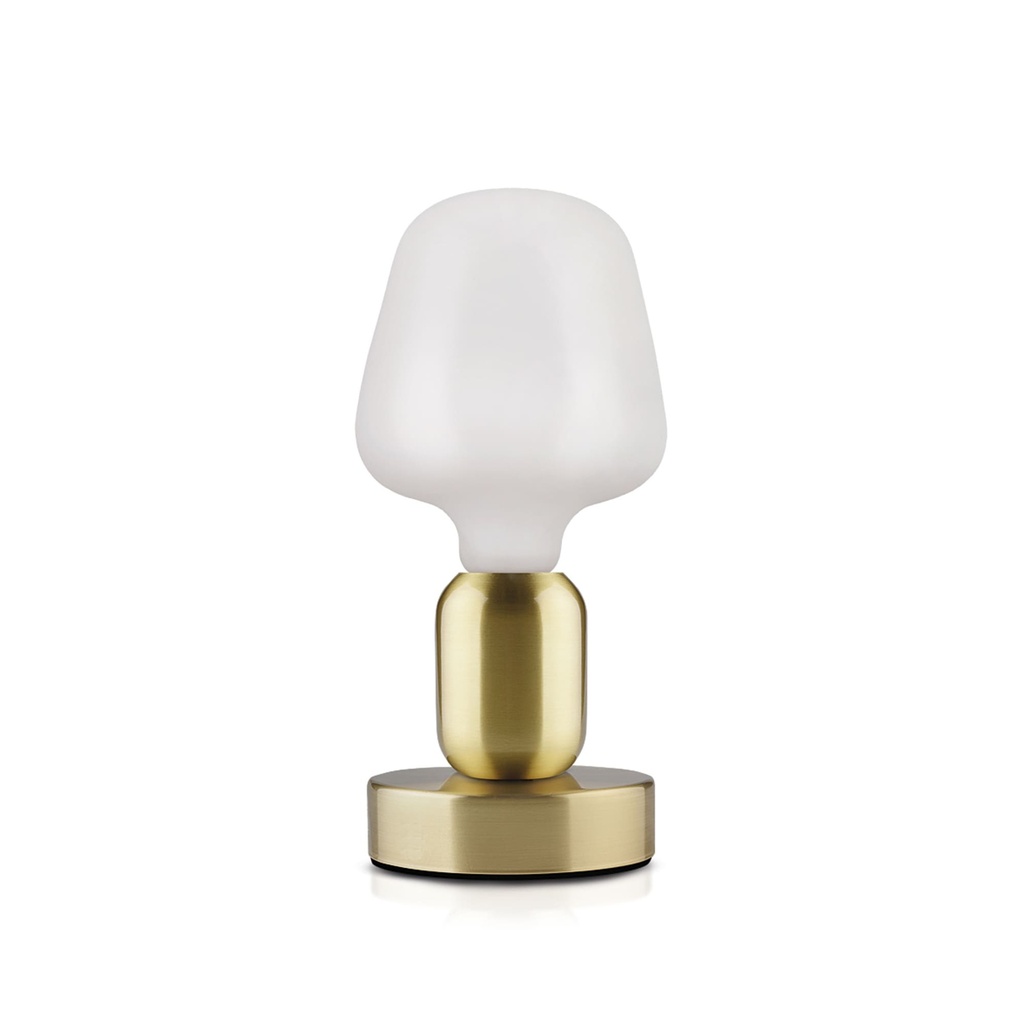 DAYLIGHT 810184.00A | MAGOO BATTERIA OTTONE SPAZZOLATO E27 5VDC FIL ZANTE T120X170 MILKY