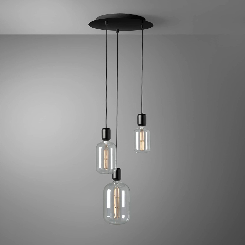 DAYLIGHT 810139.00A | ROMA PENDEL 3 CADUTE BLACK CAR BLACK CARAMELLA CLEAR