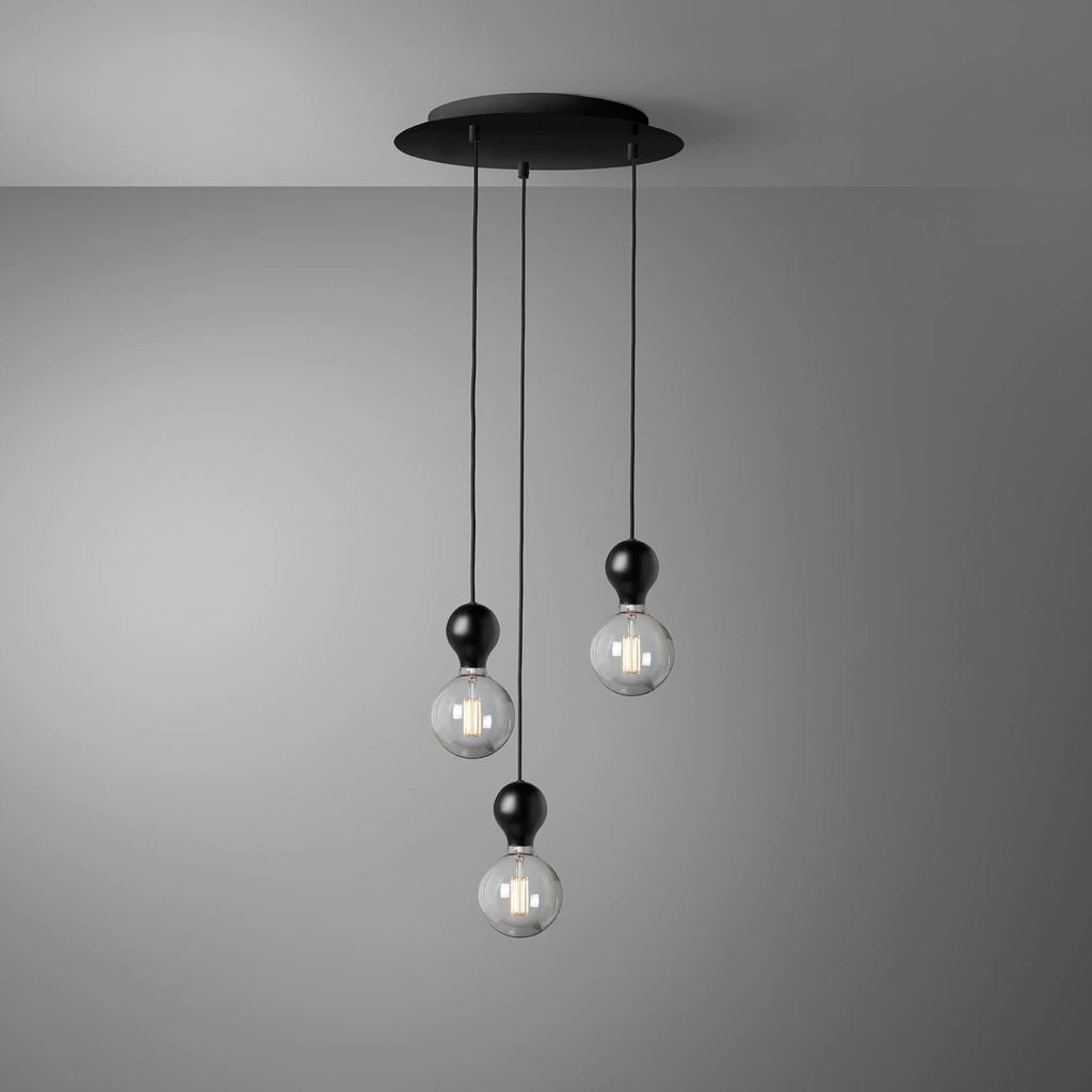 DAYLIGHT 810134.00A | ROMA PENDEL 3 CADUTE BLACK BAL BLACK G125 CLEAR