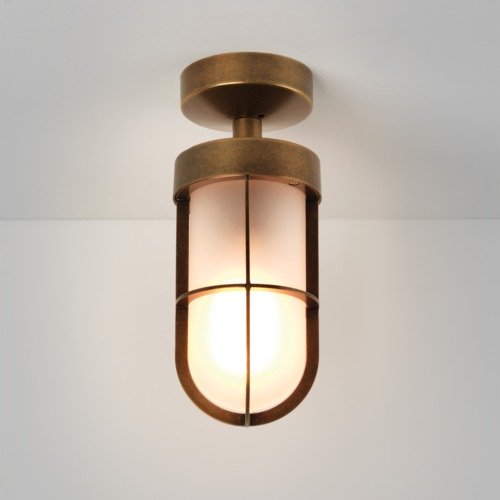 ASTRO LIGHTING CABIN SEMI FLUSH FROSTED FINISH: ANTIQUE BRASS - 1368012