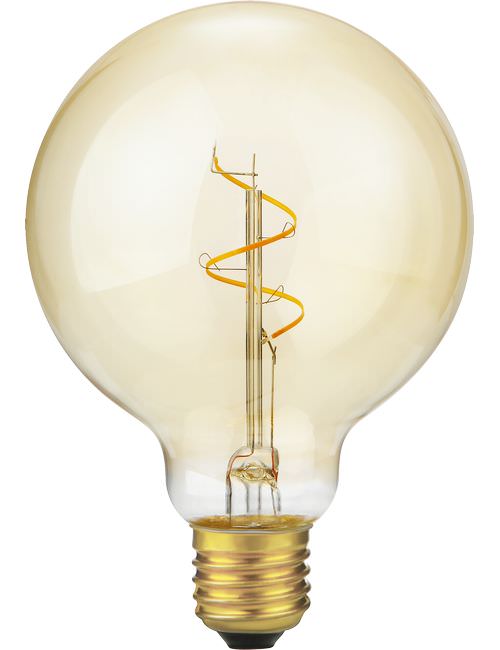 SPL LIGHTING LS279547022 | LED E27 SLIM FLEXIBLE FILAMENT GLOBE G95X135MM 230V 470LM 4.2W 2200K 922 360° AC GOLD DIMMABLE