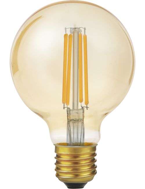 SPL LIGHTING LX023815505 | LED E27 FILAMENT GLOBE G80X120MM 230V 550LM 6.5W 2200K 922 360° AC GOLD DIMMABLE