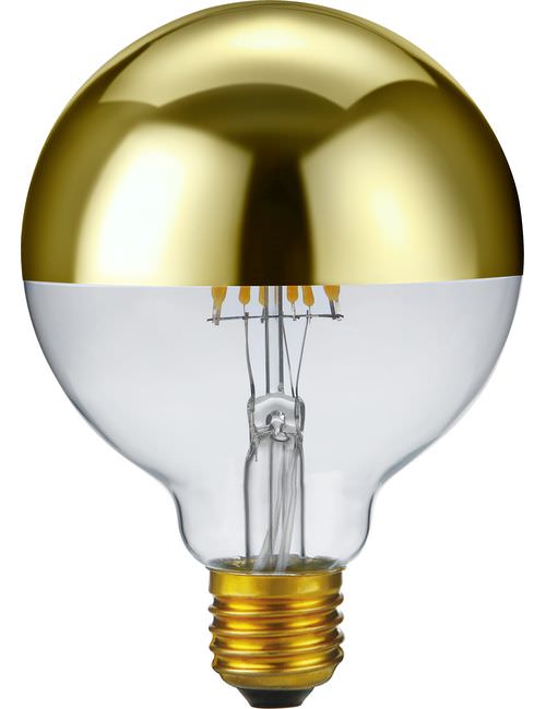 SPL LIGHTING LX023880822 | LED E27 FILAMENT GLOBE TOP MIRROR G95X135MM 230V 470LM 6.5W 2500K 925 360° AC GOLD DIMMABLE