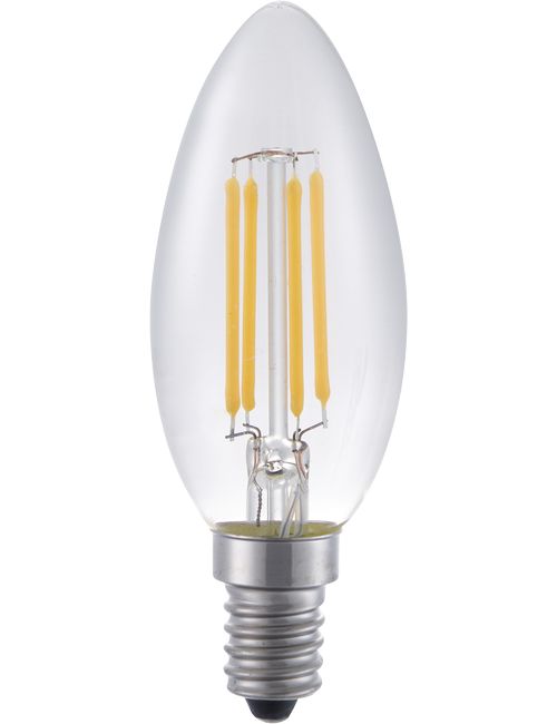 SPL LIGHTING LX023840312 | LED E14 FILAMENT CANDLE C35X100MM 230V 370LM 4W 2500K 925 360° AC CLEAR DIMMABLE