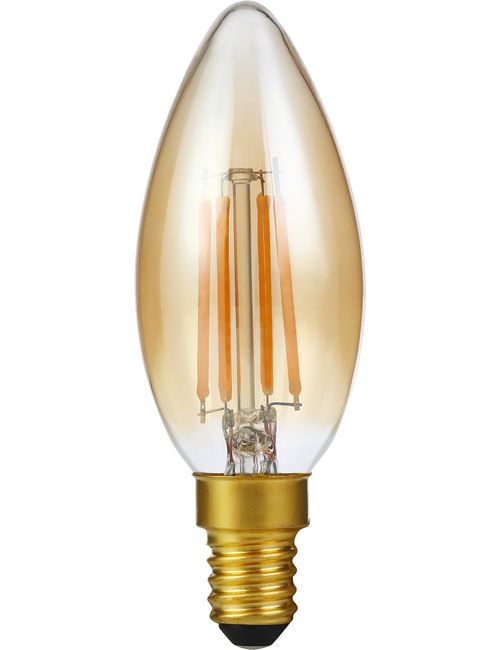 SPL LIGHTING LX023840305 | LED E14 FILAMENT CANDLE C35X100MM 230V 250LM 4W 2200K 922 360° AC GOLD DIMMABLE