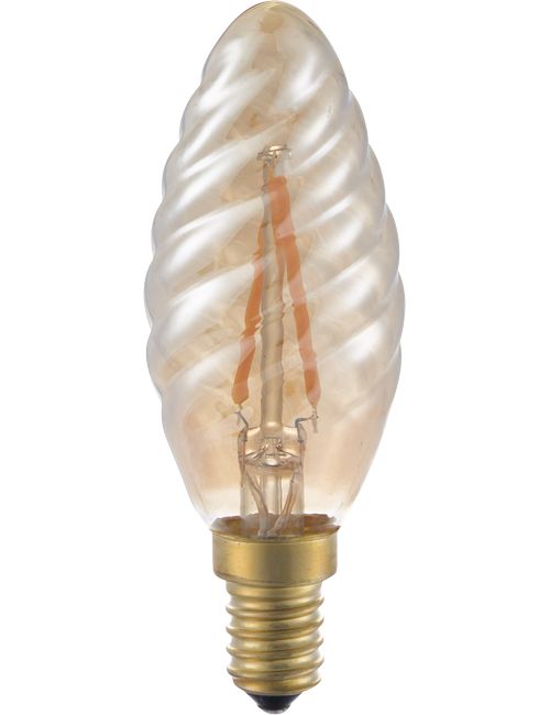 SPL LIGHTING L149216005 | LED E14 FILAMENT TWISTED CANDLE C35X100MM 230V 140LM 2W 2500K 825 360° AC GOLD DIMMABLE