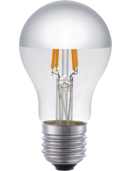 SPL LIGHTING LF023890312 | LED E27 FILAMENT GLS TOP MIRROR A55X100MM 230V 250LM 4W 2500K 925 360° AC SILVER DIMMABLE