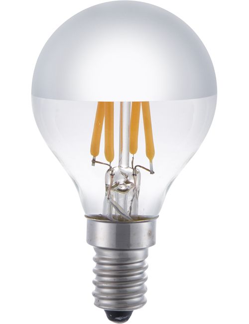 SPL LIGHTING L147235012 | LED E14 FILAMENT BALL TOP MIRROR G45X75MM 230V 350LM 4W 2500K 825 360° AC SILVER DIMMABLE