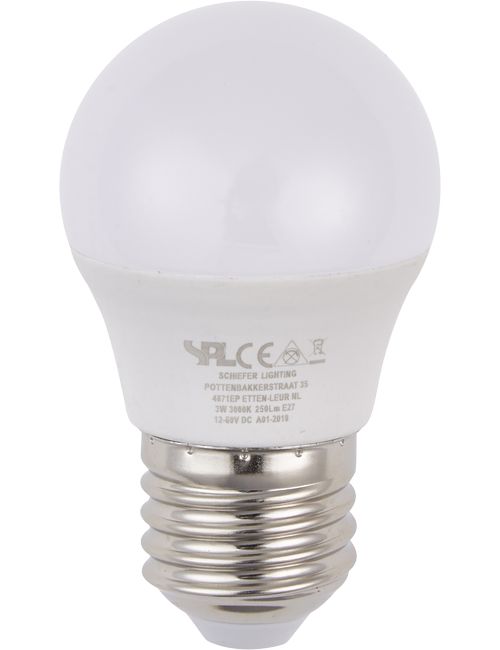 SPL LIGHTING L277239930 | LED E27 BALL G45X80MM 12-60V 250LM 3W 3000K 830 160° DC OPAL NON-DIMMABLE