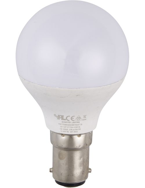 SPL LIGHTING L157239830 | LED BA15D BALL G45X80MM 12-60V 250LM 3W 3000K 830 160° DC OPAL NON-DIMMABLE