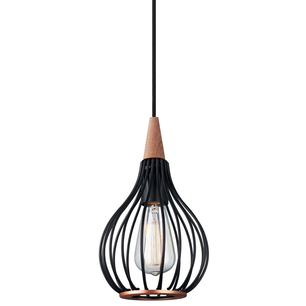HALO DESIGN 990891 | DROPS PENDANT Ø17 /BLACK/DARK WOOD IP20