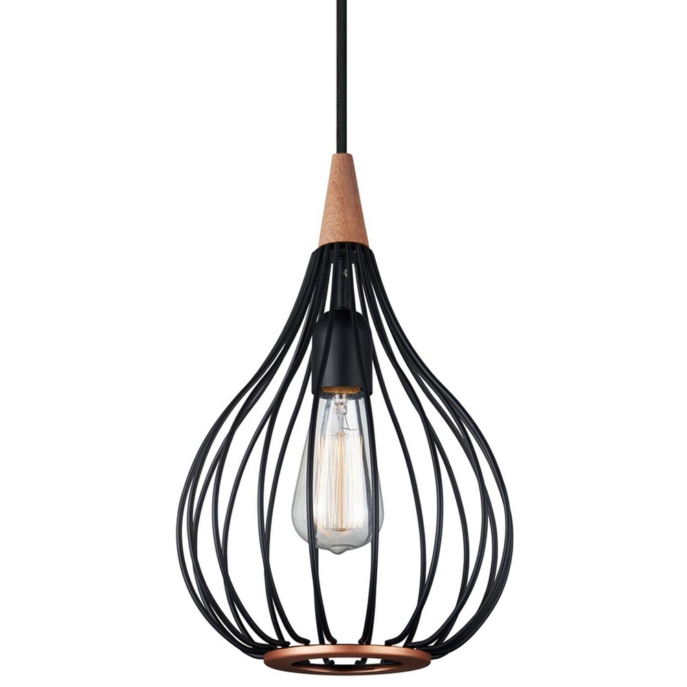 HALO DESIGN 990907 | DROPS PENDANT Ø23 /BLACK/DARK WOOD IP20