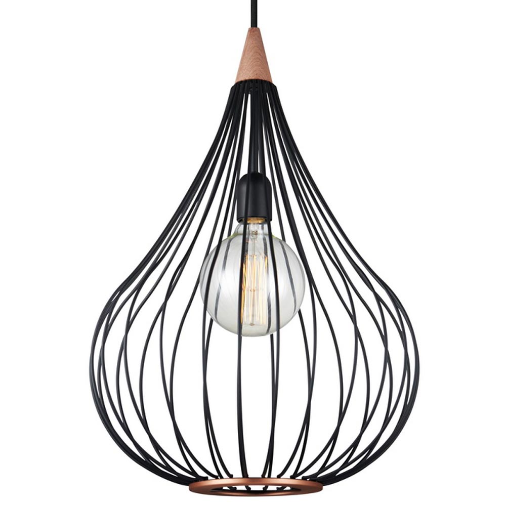 HALO DESIGN 990921 | DROPS PENDANT Ø38 /BLACK/DARK WOOD IP20