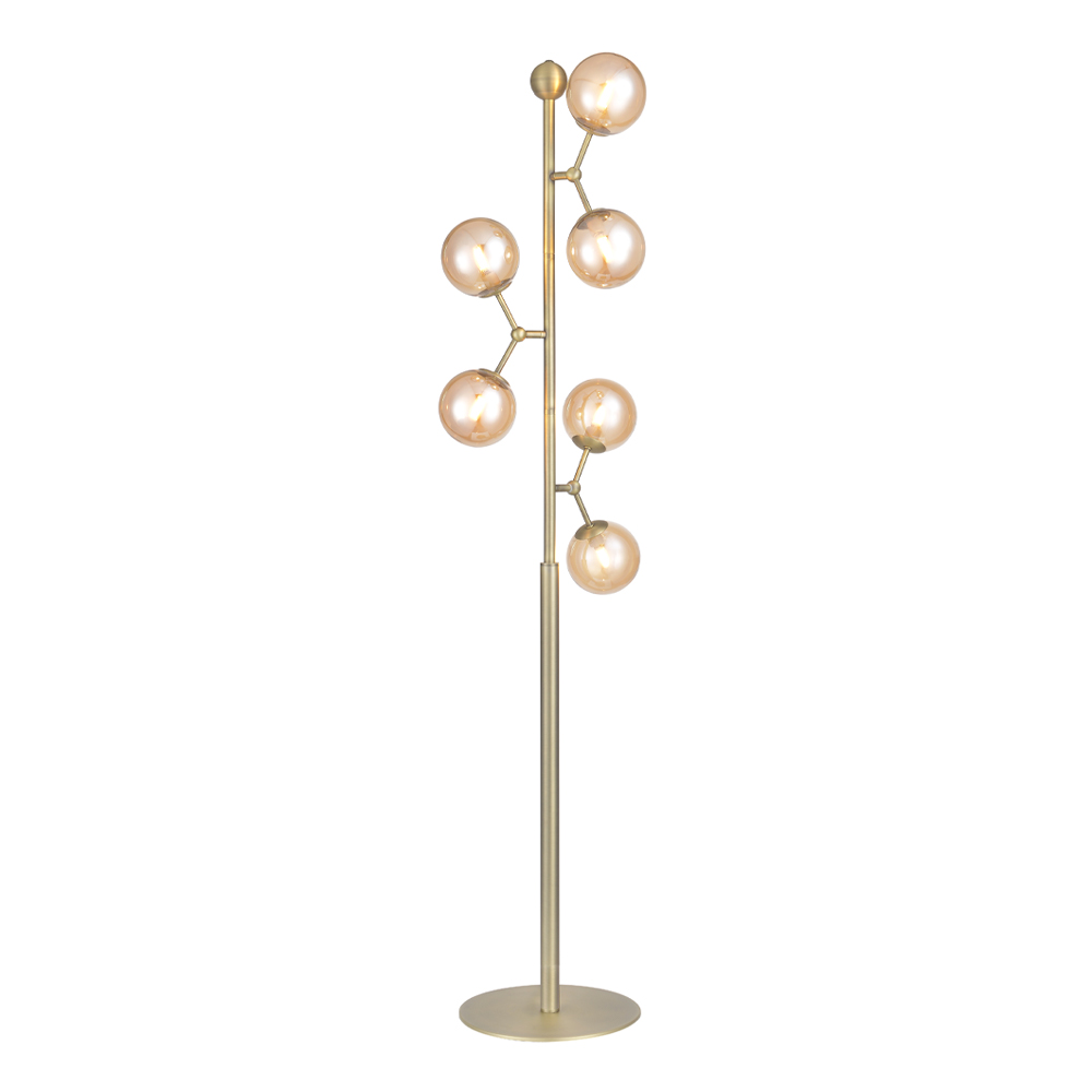 HALO DESIGN 738892 | ATOM FLOORLAMP, ANTIQUE BRASS & AMBER, 6XG9 IP20