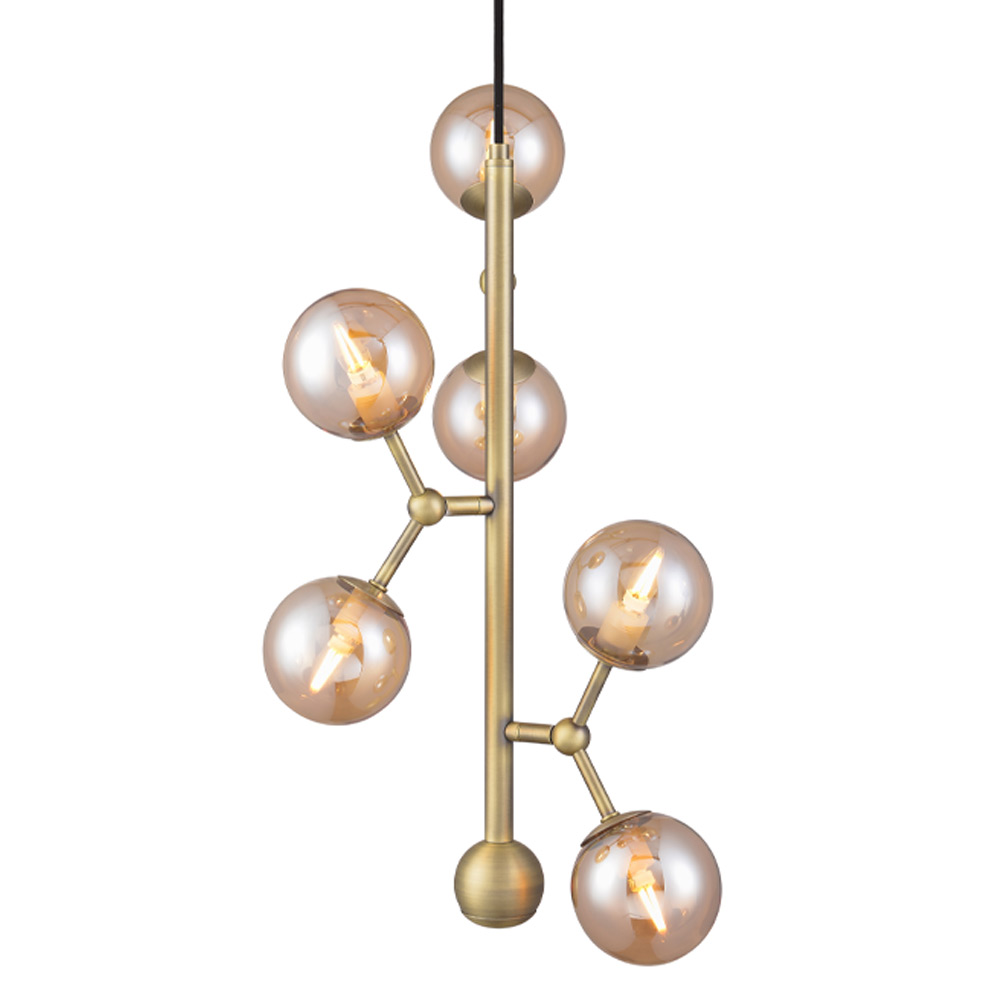 HALO DESIGN 738861 | ATOM VERTICAL ANTIQUE BRASS & AMBER, 6XG9 IP20