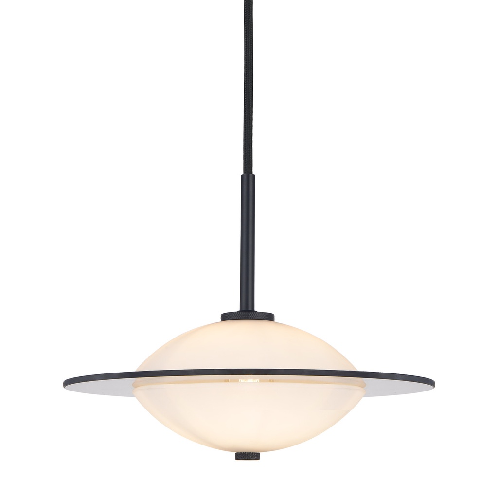 HALO DESIGN 743582 | ORBIT PENDANT Ø24CM OPAL GLASS, BLACK METAL G9 IP20