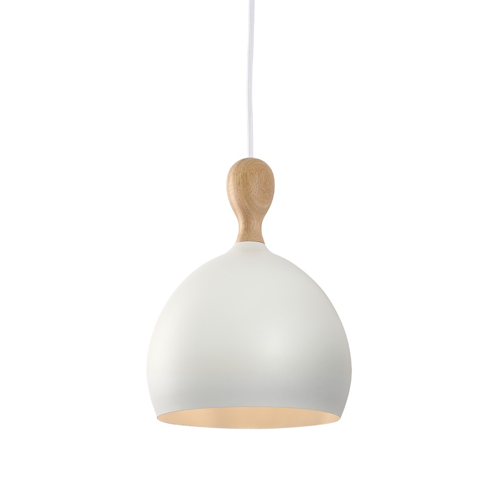 HALO DESIGN 742912 | DUEODDE PENDANT METAL/WOOD Ø18CM E27 WHITE 40W DIMMABLE IP20