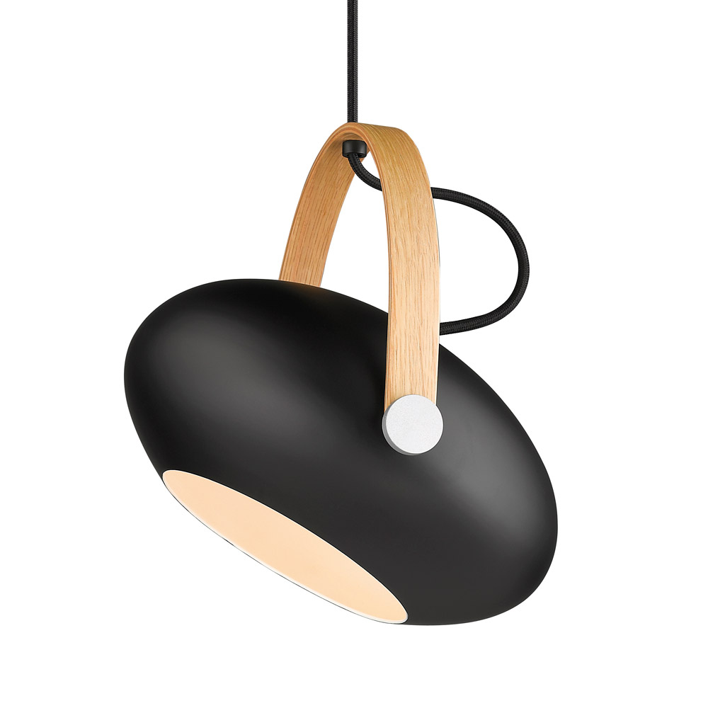 HALO DESIGN 734344 | D.C PENDANT Ø26 E27, BLACK / OAK IP20