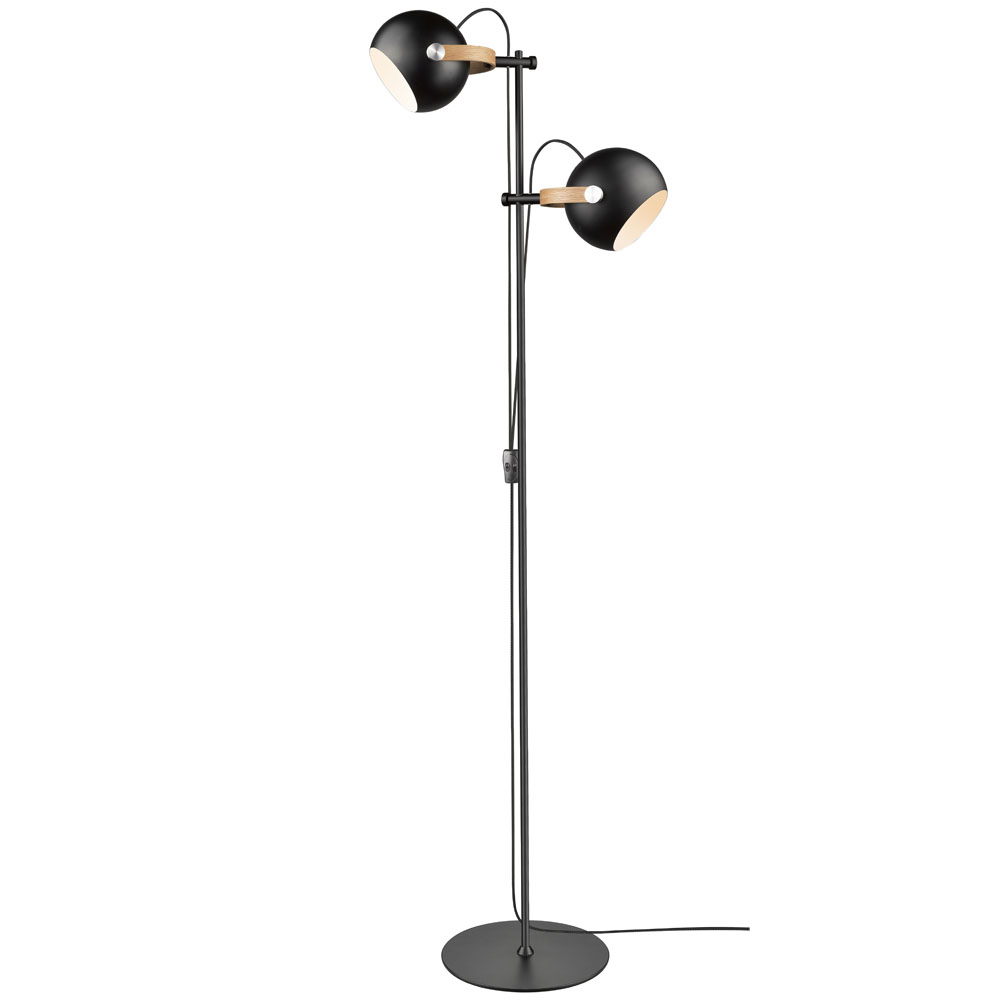 HALO DESIGN 734269 | D.C FLOOR LAMP 2L Ø18 E27, BLACK / OAK IP20