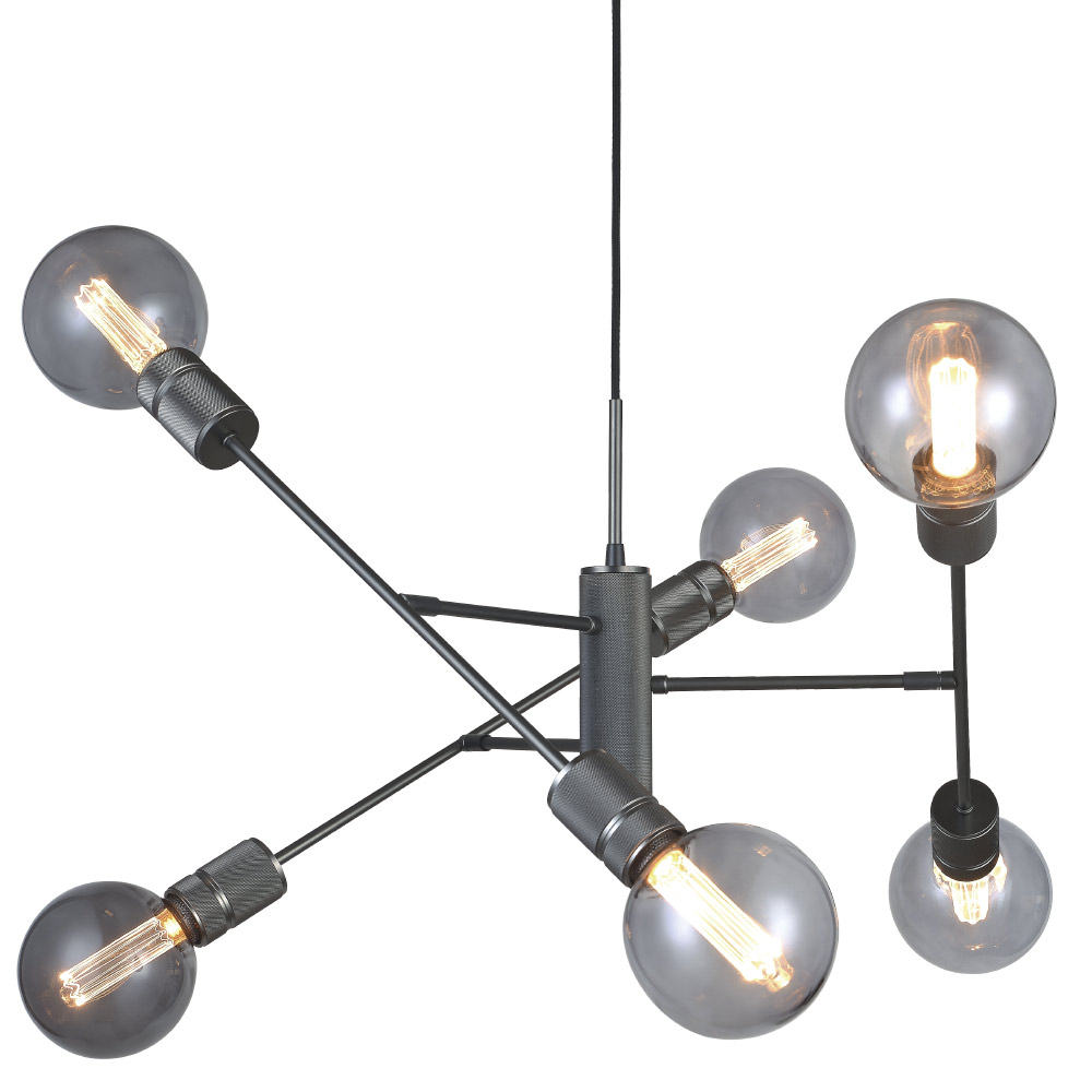 HALO DESIGN 737048 | HALO 6L PENDANT E27, GUN BLACK, ADJUSTABLE IP20