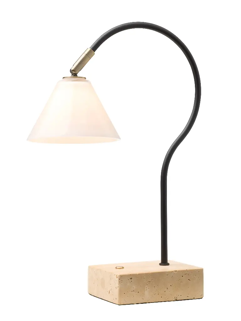 HALO DESIGN 801350 | QUESTION PORTABLE TABLE LAMP - BLACK ANTIQUE BRASS OPAL GLASS 2700K 1,7W DIMMABLE IP20